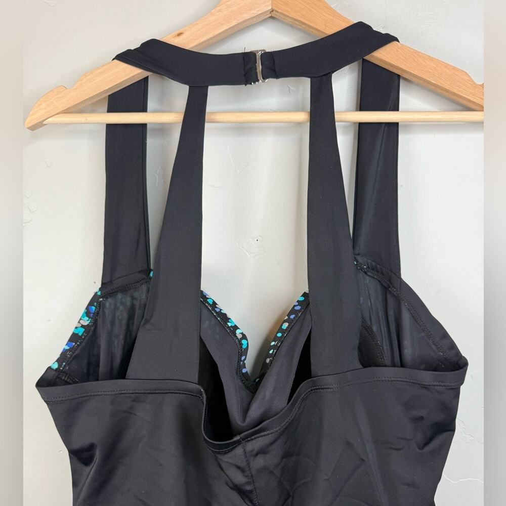 Swimsuits For All One Piece Swimsuit Teal and Black Splatter Women Size 24 - Picture 3 of 10